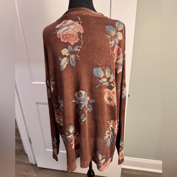 Show Me Your Mumu Chocolate and Roses Knit Bonfire Tunic Sweater rolled neck - Picture 5 of 9